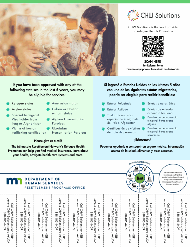 Refugee Health Promotion Services Outreach Flier English Version